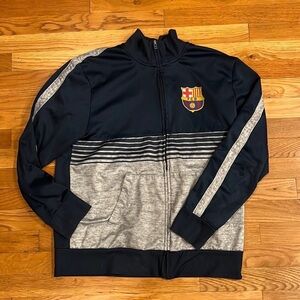 Vintage FC Barcelona Official Barça Soccer Club Track Jacket Navy Large
